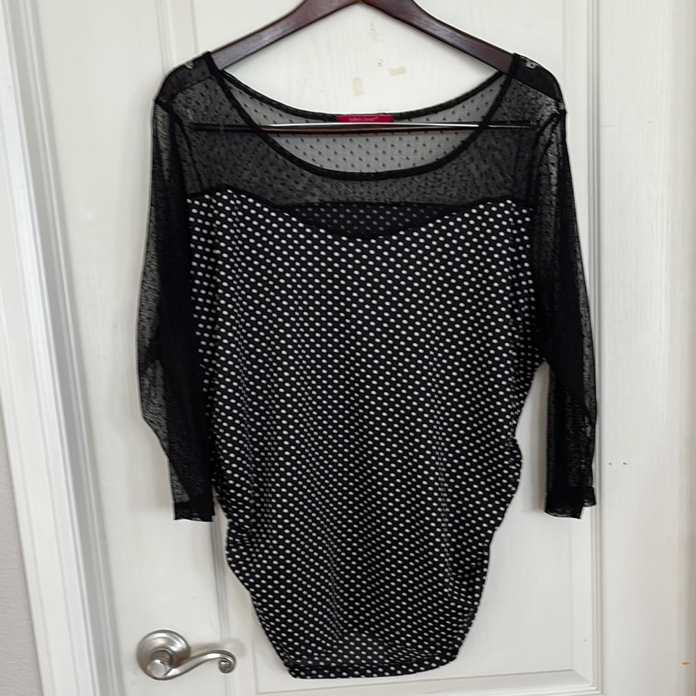 Black and White Polka Dot Sheer Top